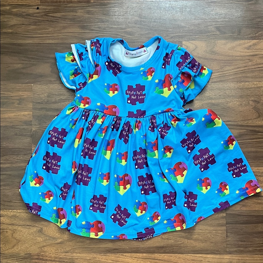 Blue Puzzle Print Dress